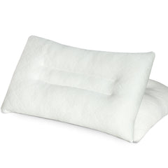Ultimate Sleep Bamboo Filled Pillow (Pack of 2) Standard Size Ergonomic Bed Pillows with Zipper, Virgin Hollowfiber Fill, Hypoallergenic, Breathable Cervical Neck Support for Side Sleepers