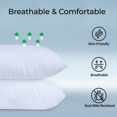 Hotel Quality Pair of Standard Hollow-fiber Filled Pillow, Breathable, Hyperallergenic, Plush Hotel-Style Down Alternative, Medium-Firm Support, Quick bounce back