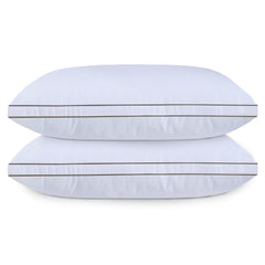 Hotel Quality Hollow-Fiber Filled Pillows (Pack of 2) – Plush Down-Alternative, Breathable, Hypoallergenic, Medium-Firm Support, Quick Bounce-Back, Double Piping Standard Pillows