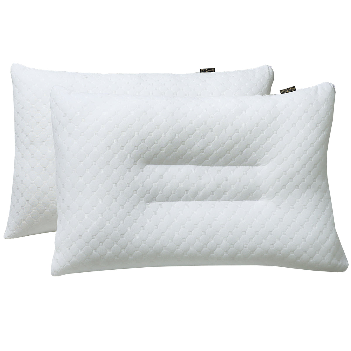 Siesta Zen Gentle Cervical Bamboo Air Flow Neck Support Pillow Filled with Vergin Hollowfiber Odorless, Ergonomic Contour Design for Neck & Spine Alignment Soft, Hypoallergenic (2, Standard Size)