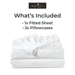 Siesta Zen 3 Piece Cotton Rich Fitted Sheet Set, 250 Thread count, 30cm Deep Pocket, Ultra Soft & Wrinkle Resistant