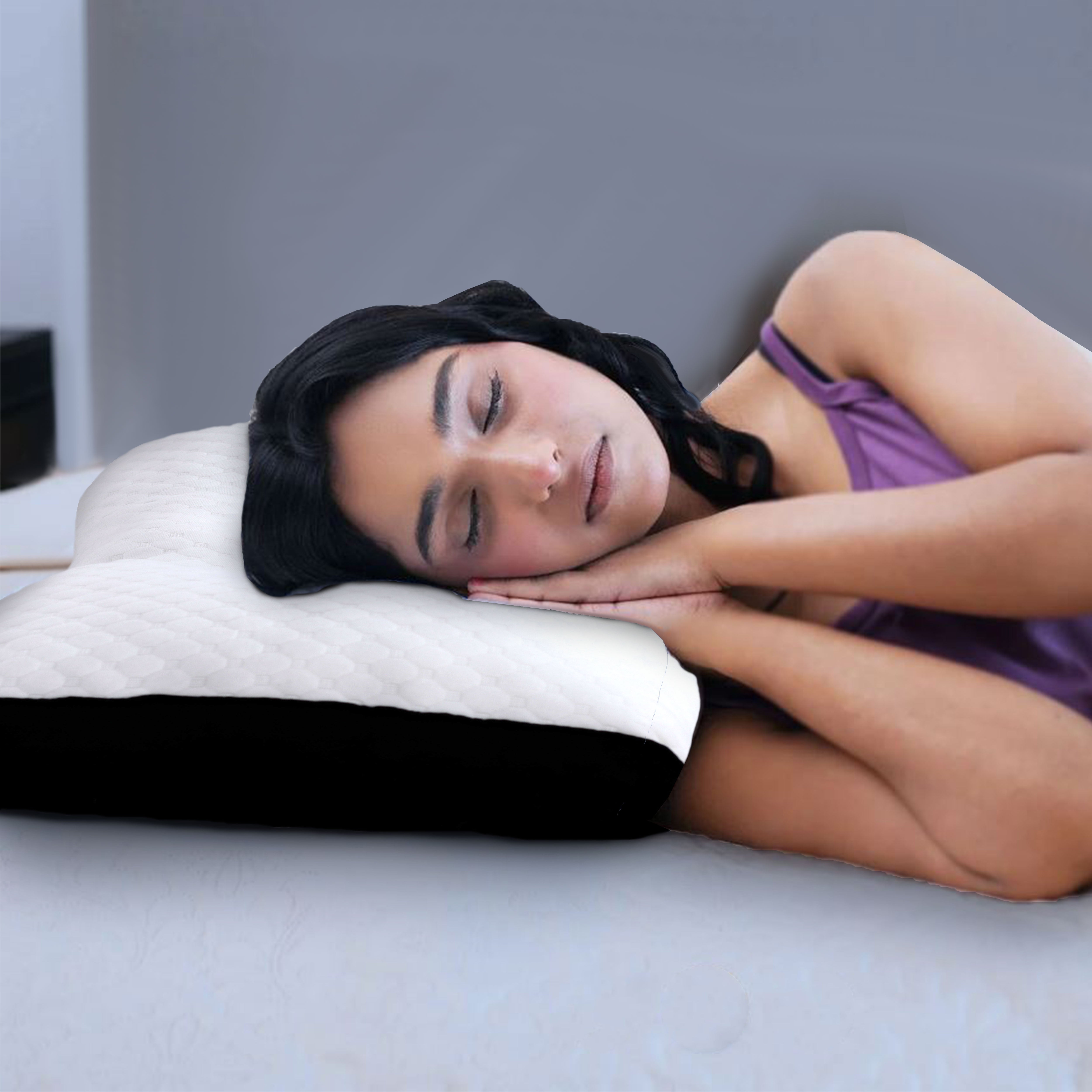 Bamboo Filled Pillow (Pack of 2) Standard Size Ergonomic Bed Pillows with Zipper, Virgin Hollow Fiber, Hypoallergenic, Breathable, Cervical Neck Support for Side Sleepers (2, White/AirFlow)